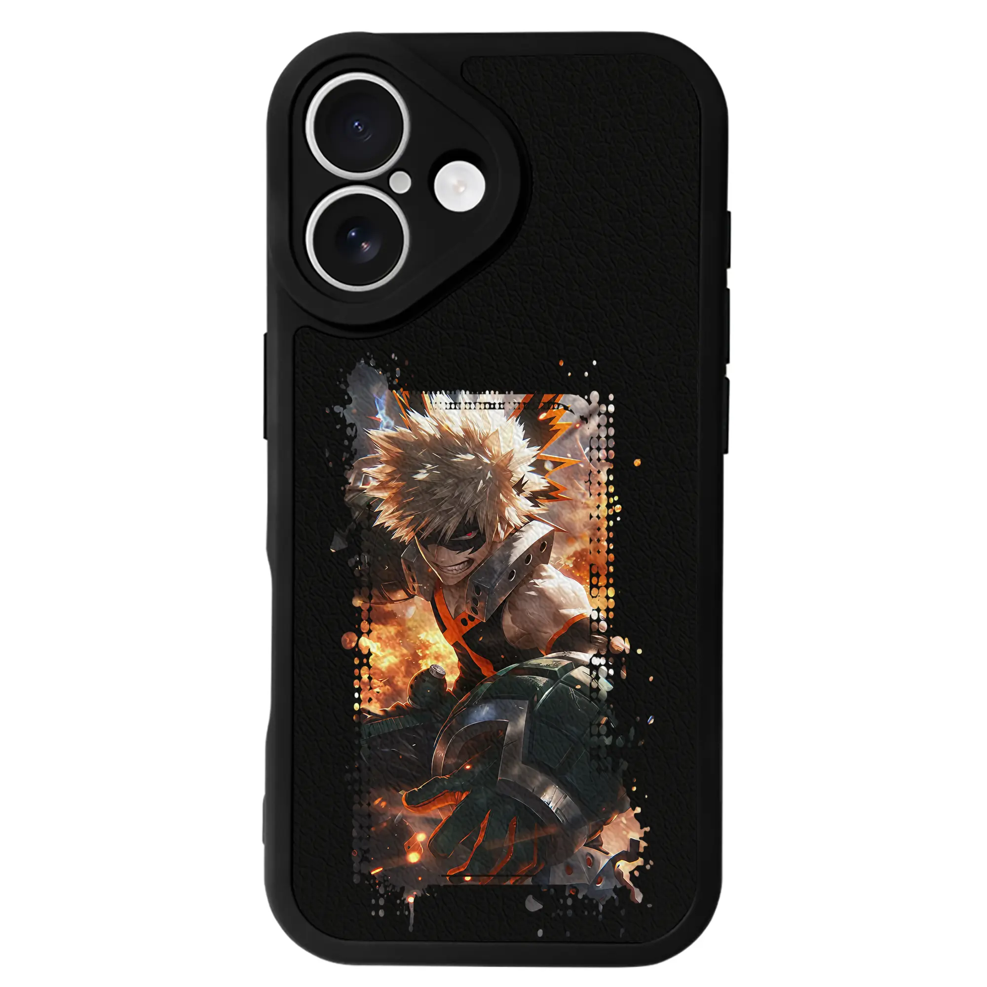 僕のヒーローアカデミア グッズ,爆豪勝己 - IPhone 16シリーズ対応 ・ シリコンスマホケース ・ レザー調 ・ 高精度フィット ・ 耐衝撃 ・ ワイヤレス充電対応 ・ 精密カット